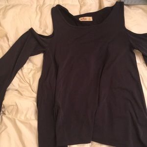 Velvety slate colored shoulderless top